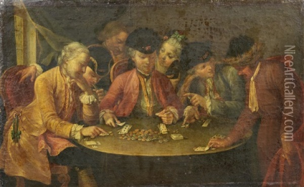 Card Players Oil Painting - Giuseppe Bonito
