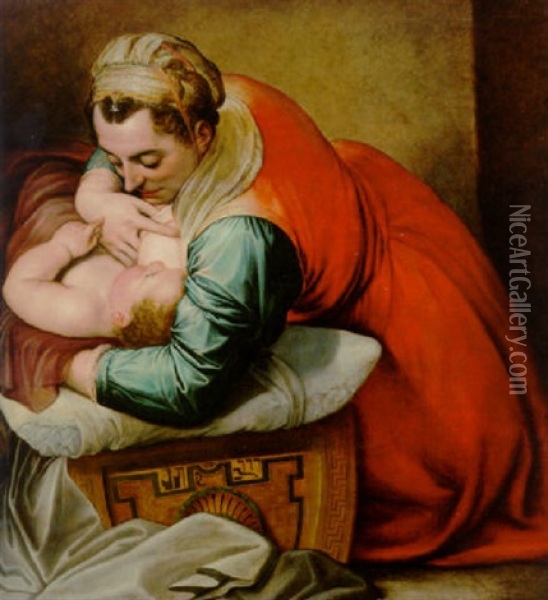 Moses Being Nursed By His Mother Oil Painting - Ernst-Gotthilf Bosse