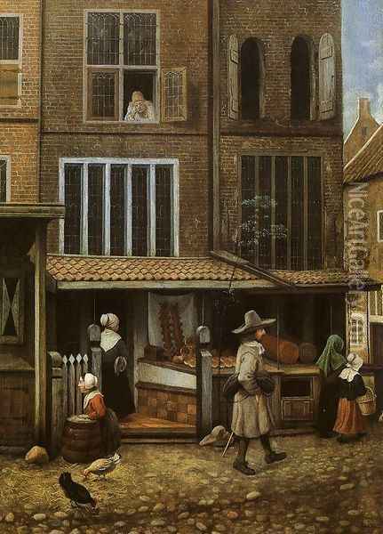 Street Scene with Bakery Oil Painting - Jacobus Vrel
