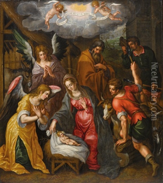 Die Geburt Christi Oil Painting - Hendrick De Clerck