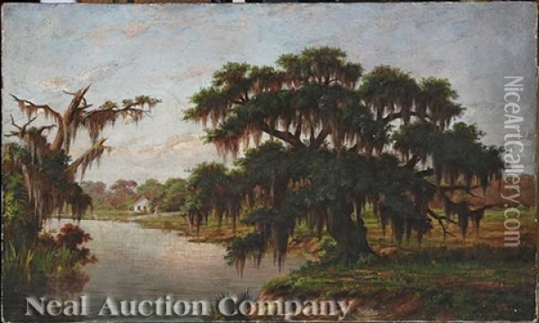 Live Oak Along The Bayou Oil Painting - William Henry Buck