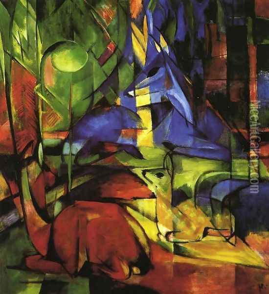 Deer In The Forest II2 Oil Painting - Franz Marc