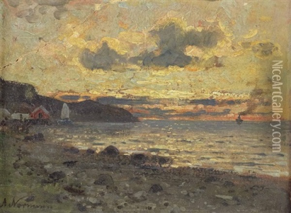 Abend An Nordischer Kuste Oil Painting - Adelsteen Normann