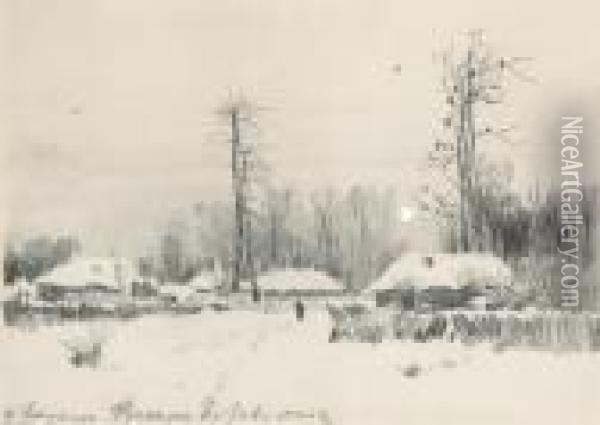 A Snow-covered Village Oil Painting - Isaak Ilyich Levitan