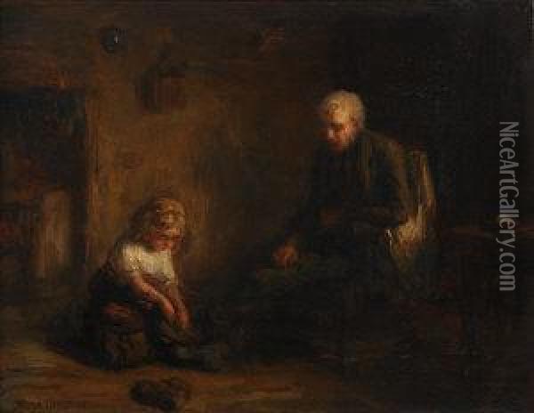 Grandfathers Little Help Oil Painting - Hugh Cameron