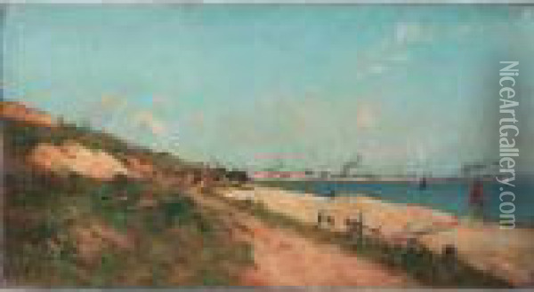 Promenade Au Bord De La Mer Oil Painting - Paul Lecomte