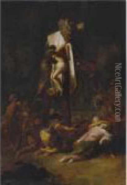 The Descent From The Cross Oil Painting - Leonaert Bramer