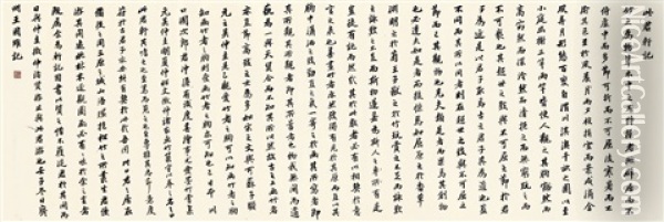 Calligraphy In Kaishu Oil Painting -  Wang Guowei