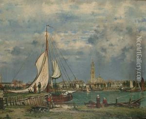View Of Antwerp Oil Painting - Louis Pulinckx