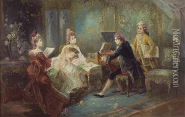 The Recital Oil Painting - Vicente Garcia de Paredes