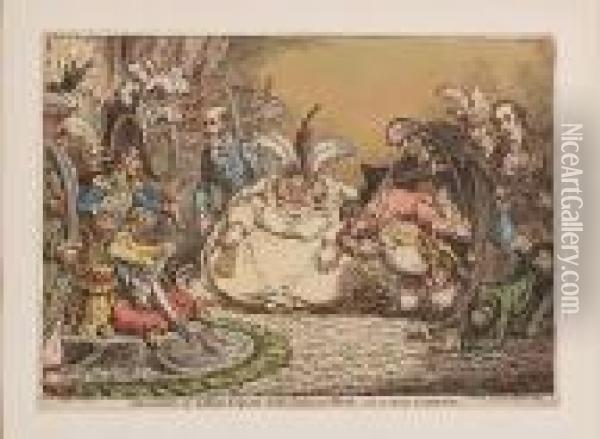 Introduction Of Citizen Volpone & His Suite At Paris Oil Painting - James Gillray