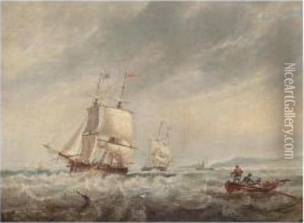 Fishing Vessel At Sea Oil Painting - George Jnr Barrett