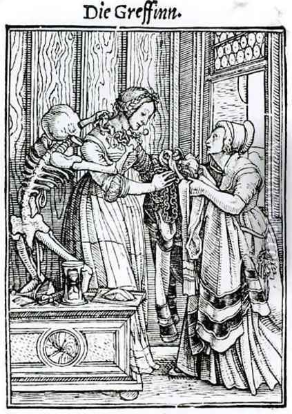 Death and the Mistress from The Dance of Death Oil Painting - Hans Holbein the Younger