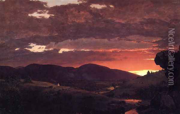 Twilight, 'Short arbiter 'twixt day and night' Oil Painting - Frederic Edwin Church
