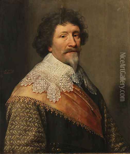 Portrait of a nobleman,half-length, thought to be Frederick Hendrick, Prince of Orangeand Stadholder of the United Provinces (1584-1647), in a jerkin Oil Painting - Michiel Jansz. van Mierevelt