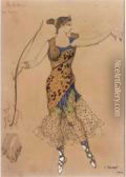 Twelve Postcards Of Costume Designs From The Ballet 'la Fee De Poupees' Oil Painting - Lev Samoilovich Bakst