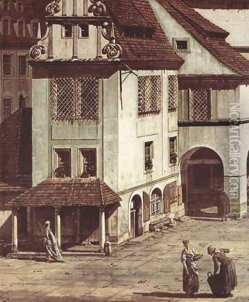 View from Pirna, the market square in Pirna, Detail Oil Painting - Bernardo Bellotto