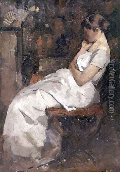 Girl in White, c.1889 Oil Painting - Willem de Zwart