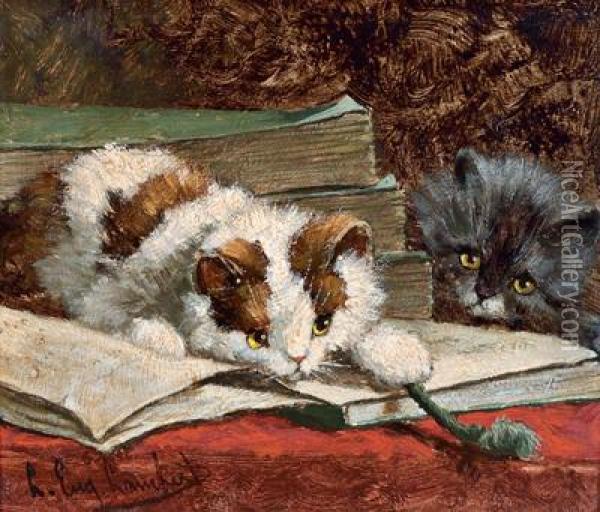 Spielende Katzchen Oil Painting - Louis Eugene Lambert