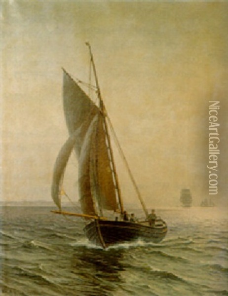 Sailing With The Breeze Oil Painting - Vilhelm Karl Ferdinand Arnesen