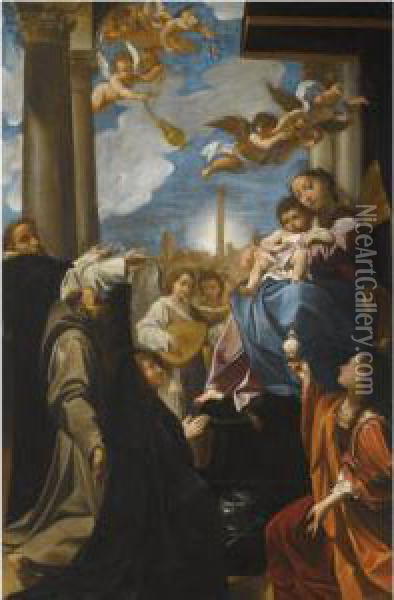The Madonna And Child Enthroned 
With Angels, Saint Dominic, Saint Francis, The Magdalene, And A Female 
Donor: The 