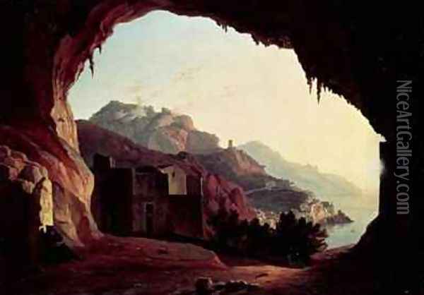 Grotto near Amalfi Oil Painting - Carl Wilhelm Goetzloff