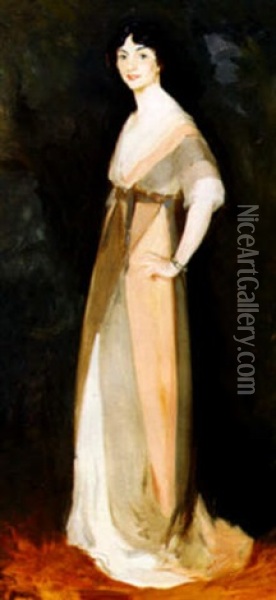Girl In Rose And Gray: Miss Carmel White Oil Painting - Robert Henri