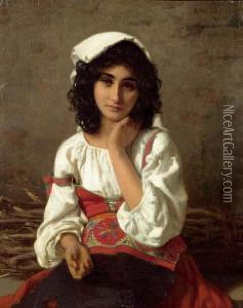 Roman Girl In White Blouse Oil Painting - Henri Lehmann