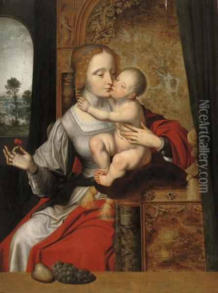 The Madonna Of The Cherries Oil Painting - Quinten Metsys