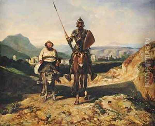 Don Quixote and Sancho Oil Painting - Alexandre Gabriel Decamps
