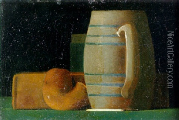 Still Life With Book, Pipe And Jug Oil Painting - John Frederick Peto