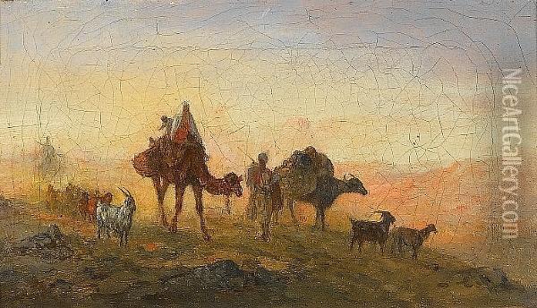 Caravan Scene In The Mountains Oil Painting - Theodor Ilich Baikoff
