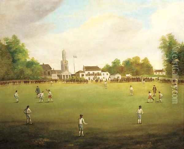 A cricket match on the village green Oil Painting - Samuel Bough