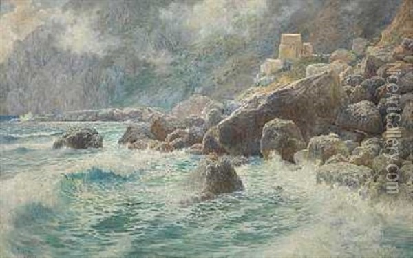 Kystparti Fra Capri Oil Painting - Max Merker