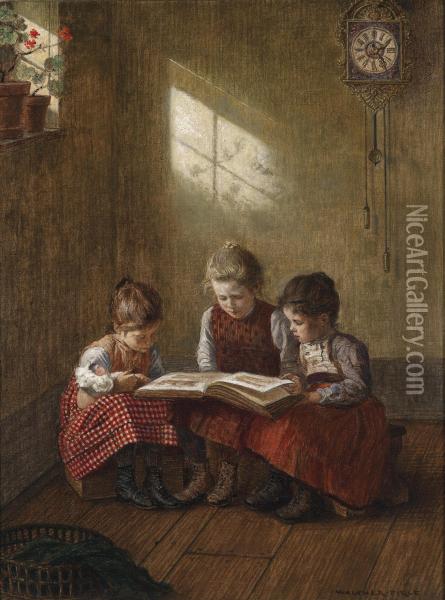 Fascinating Reading Oil Painting - Walther Firle