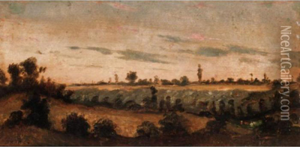 Evening Landscape Oil Painting - Theodore Rousseau