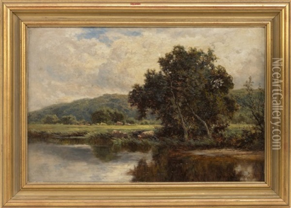 The Mole, Dorking, Surrey Oil Painting - Henry H. Parker