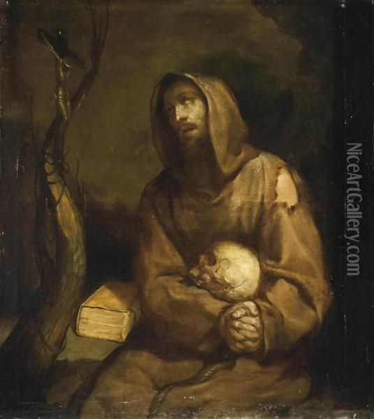 San Francesco In Estasi Oil Painting - Luciano Borzone