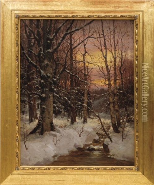 Winter Morning In The Forest Oil Painting - William Preston Phelps