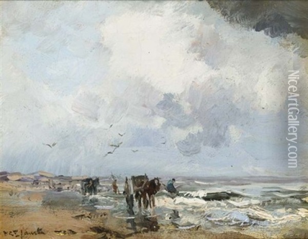 Shell Fishers On The Beach Oil Painting - Willem George Frederik Jansen