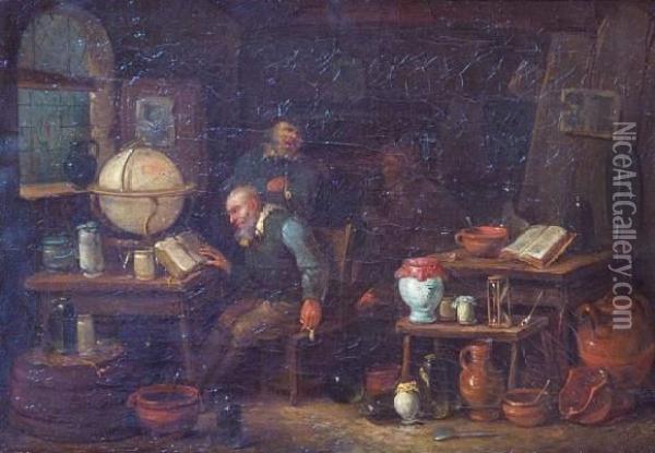 L'apothicaire Dans Son Officine Oil Painting - Egbert Jaspersz. van, the Elder Heemskerck