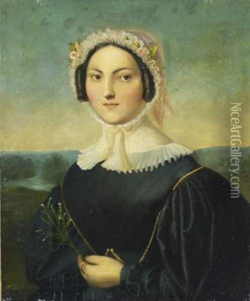 Portrait De Femme Au Bonnet Oil Painting - Paul Bonhomme