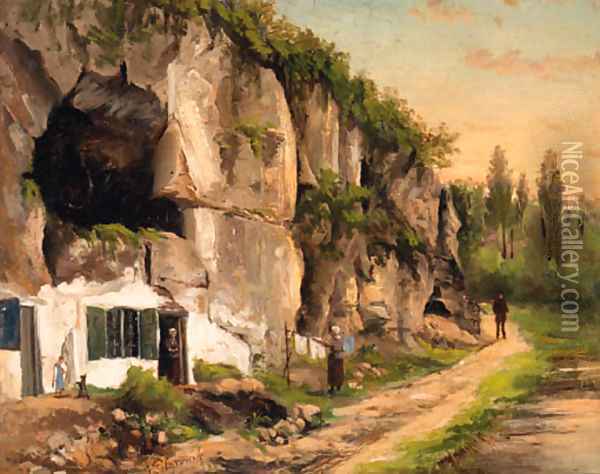 The House under the Rock-face Oil Painting - Jacobus Pelgrom