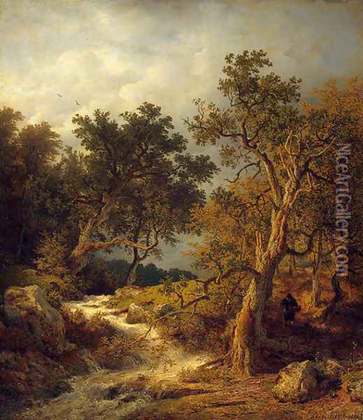 Landscape With A Stream Oil Painting - Andreas Achenbach