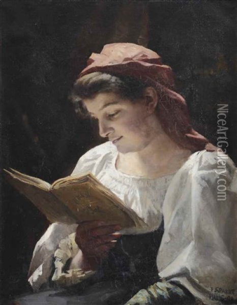 A Girl Reading Oil Painting - Emma Sparre