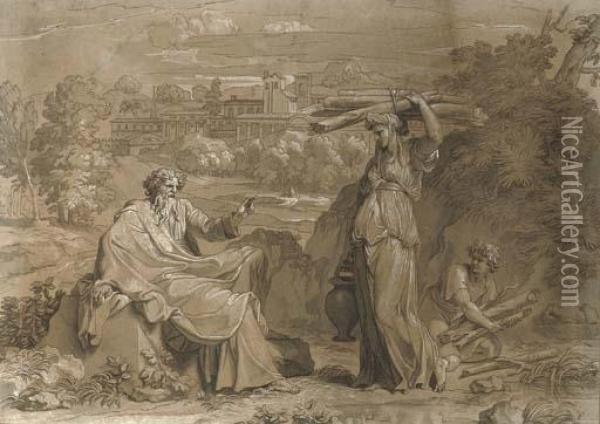 The Prophet Elijah And The Widow Of Sarepta (i Kings, Chapter 17) Oil Painting - Louis Cheron