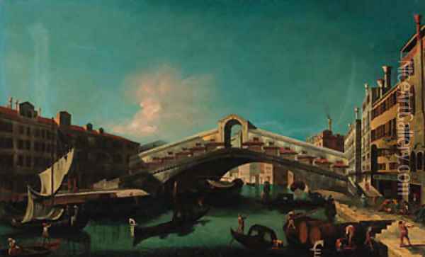 The Rialto Bridge, Venice Oil Painting - Venetian School