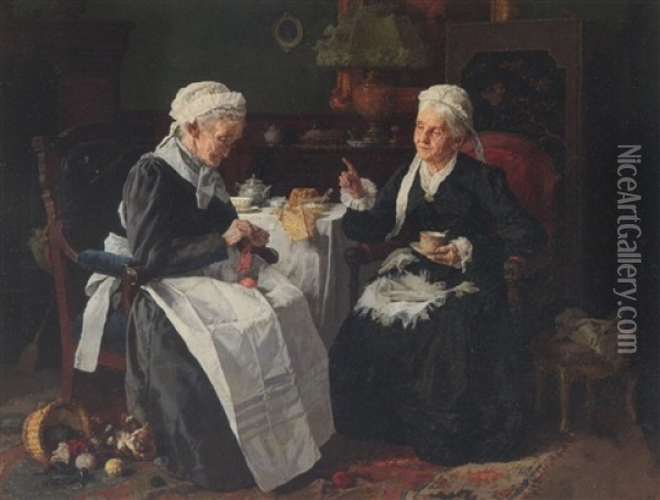 Tea Time Oil Painting - Louis Charles Moeller
