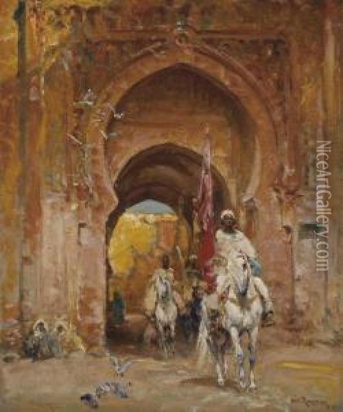 Cavalier A La Porte De Meknes Oil Painting - Henri Julien Rousseau