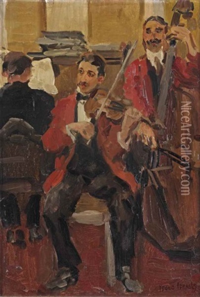 String Musicians At 'le Perroquet', Paris Oil Painting - Isaac Israels